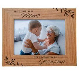 Cedar Crate Market Only The Best Moms get Promoted to Grandma Engraved Natural Wood Photo Frame Fits 5x7 Horizontal Portrait Frame for Grandma