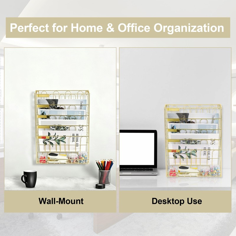 TQVAI Wall File Organizer, 5 Tier Hanging File Organizer with