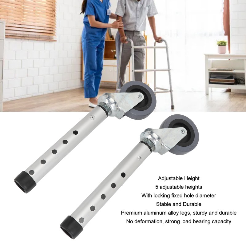 Walker Wheels Universal Rotating Adjustable Height Replacement Seniors Walker Front