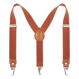 Kajeer Toddlers Kids Boys Mens Suspenders - Y Back Adjustable Strong Clips Synthetic Leather Suspenders (27.6-29.5 Inch (3 Years - 8 Years), Brown)