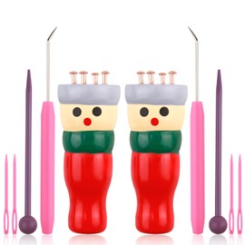 JUGCUT 2Pcs French Knitting Doll Kit, Wooden Knitting Starter Kit Spool Knitting Doll Toy Needles for Beginners Starter Adults and Kids for Making Decorations Craft