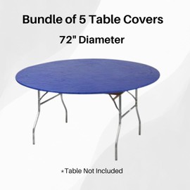 Kwik-Covers 72" Round Fitted Plastic Table Covers, Bundle of 5 (Royal Blue)