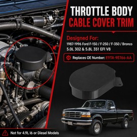 Throttle Body Cable Cover Compatible with 1987-1996 Ford F-150 F-250 F-350 Bronco 5.0L 5.8L V8, OBS Truck Accelerator Linkage Shield Replaces E9TA-9E766-AA, Black 3D Printed