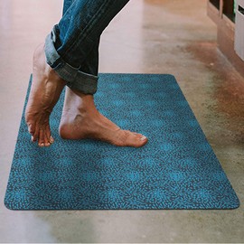 Shape28 Floor Mat Ultra-Thin Kitchen Bathroom Rug with Non Slip Rubber Backing 35”x23” Blue Design 2D
