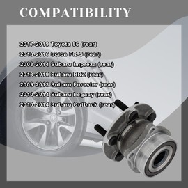 Vurkcy Rear Wheel Axle Bearing Hubs Assembly Compatible with Subaru Impreza/Scion FR-S/BRZ/Forester/Legacy/Outback, Toyota 86, 5 Lugs, Replaces 512401, 1PCS