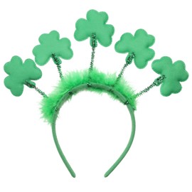 Needzo Saint Patrick's Headband Clover Leaf Bopper Green Glittery Hair Accessory, One Size Fits Most (Feather's with Boppers)