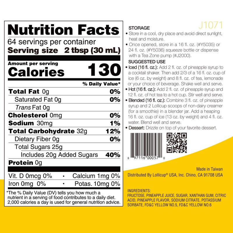 Tea Zone 64 oz Pineapple Syrup