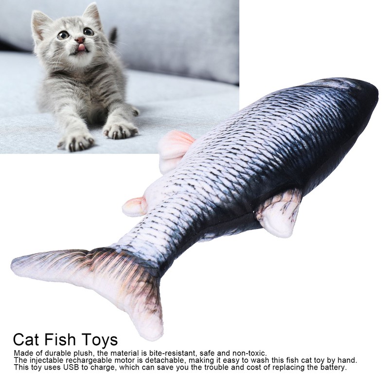 Electric Fish Cat Toy Plush Moving Wagging Jumping Automatic Simulation