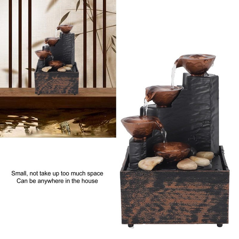 Indoor Fountain Waterfall Tabletop, Mini Water Fountain with LED Light,
