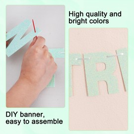 BEISHIDA 116 PCS Glitter Light Green DIY Letter Banner Kit Make Your Own Banner，Including 111 Letters and Numbers 3 Rope and 7 Threading Device,Customized for Birthday Graduation Wedding Party Decor