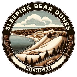 Sleeping Bear Dunes Michigan Souvenir Destination Die Cut Flat Magnet 4-Inch