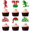 24 piezas de adornos para cupcakes de elfo de Navidad