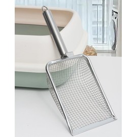 PlushPlumage Stainless Steel Cat Litter Scoop,Durable Mesh Pet Waste Scooper for Cats, Dogs, Rabbits, Hamsters & Reptiles – Ergonomic Handle, Easy to Clean, Saves Litter (silver)