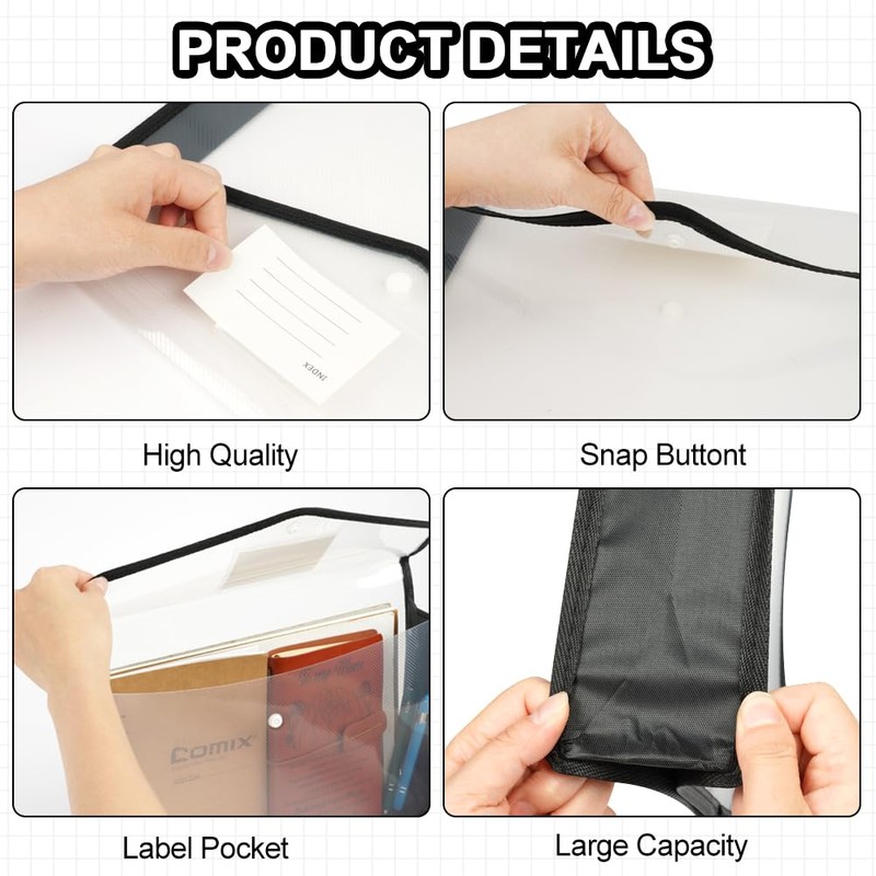 AOOSU Transparent Document Pocket, Pack of 9 Document Pockets, A4