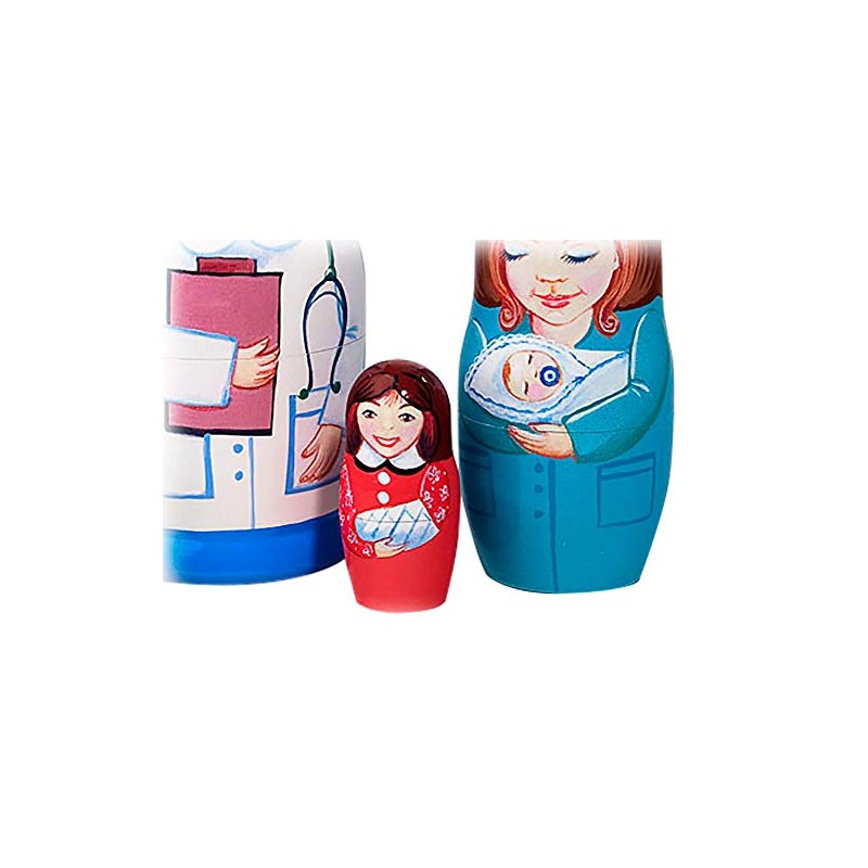 Nurse 5-piece Russian Wood Nesting Doll