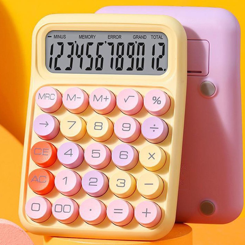 Silent Calculator Color Mechanical Key Calculator Battery Powered Electronic Calculating