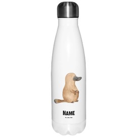 Mr. & Mrs. Panda Personalisierte Thermosflasche Schnabeltier Mut - Personalisierte Geschenke, Trinkflasche Mit Namen, Personalisierte Isolierflasche,