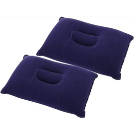 2 Pack Inflatable Pillow Blue Ultralight Pillow Camping Travel Pillow Small Squared Flocked Fabric Air Pillow for Camping and Hiking