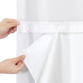 Gibelle White Snap in Shower Curtain Liner, Compatible with No Hook Shower Curtain with Mesh Window Top, Easy Removable, Water-Repellent, Machine Washable, PEVA Lightweight, 70x66 Inch 1 Pack