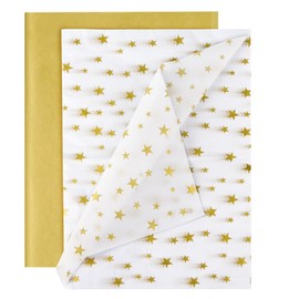 20 Sheets Gold Tissue Paper 50 x 70cm Xmas Tissue Paper White Star Gift Wrapping Paper Crafts for Birthday Christmas Valentine's Day Party