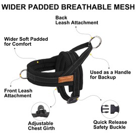 BEAUTYZOO No Pull Dog Harness Medium Sized Dog, Breathable Mesh Padded Dog Harness and Leash Set, Adjustable Reflective Escape Proof Dog Vest Harnessss Quick Fit for Training Walking, Black M