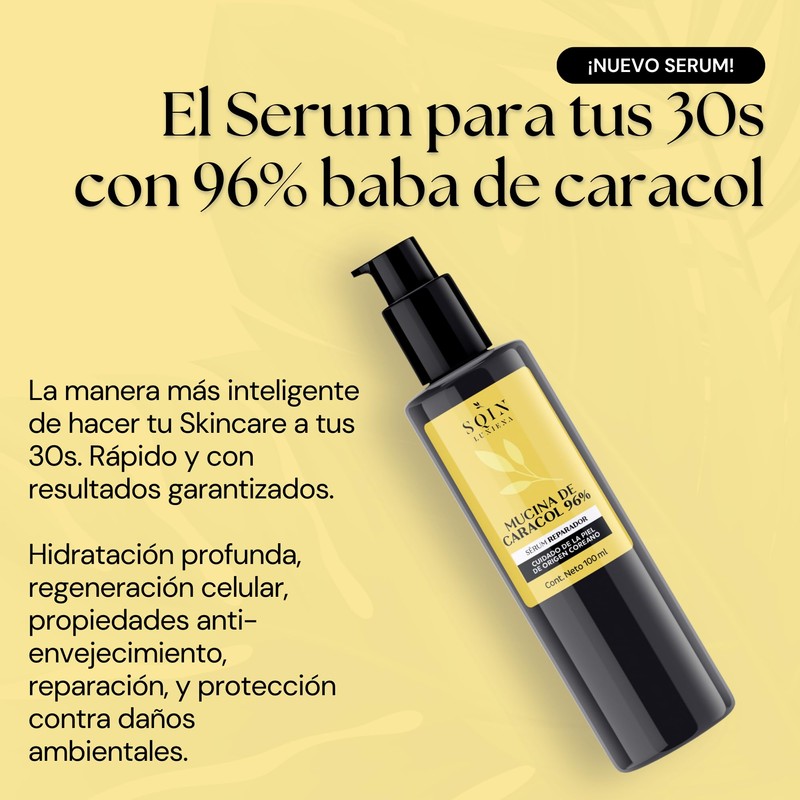 Sqin Luxiena Serum Baba de Carcacol Coreano, Snail Mucin Regenera,