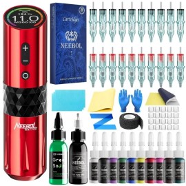 Unbranded Wireless Tattoo Gun Kit Cordless Rotary Pen 8h Battery Ergonomic Design Memory