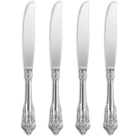 KEAWELL Gorgeous Dinner Knife, Set of 4, 18/10 Stainless Steel, Mirror Polished, Luxury Dinner Knife Set. (Silver)