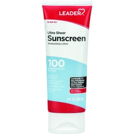 LEADER Travel Sunscreen SPF 100+, Ultra Sheer Dry-Touch Water Resistant and Non-Greasy Lotion with Broad Spectrum SPF 100+, 3 Fl Oz