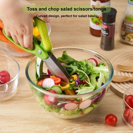 ALEXPHY Salad Scissors, Salad Chopper with Double Blades, Lettuce Chopper, Lettuce Scissors for Chopped Salad, Chopped Salad Chopper Tool for Tossing and Chopping in Salad Bowl (Yellow)