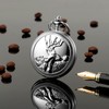 TREEWETO Men's Deer Reindeer Silver Full Hunter Case Pocket Watch
