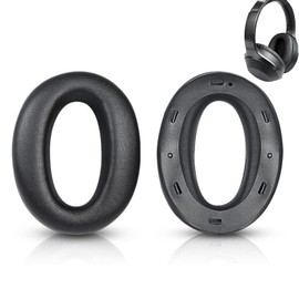 Earpads For Sony WH-1000XM2 (WH1000XM2) / MDR-1000X (MDR1000X) Replacement Headphone Pads Noise Leakage Prevention <1 Pair> High Density Foam Ruimi (Protein Leather/Black)