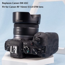 JJC EW-65C Reversible Petal Bayonet Lens Hood Lens Shade for Canon RF 16mm F2.8 STM Lens on Canon EOS R RP R3 R5 R6 Camera