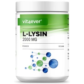 L-Lysine Powder 500 g without Additives - 100% Pure and No Magnesium Stearate - Vegan - Lysine HCL - Vegan - Vit4ever