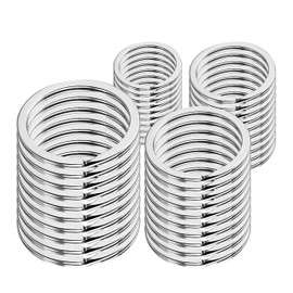 Pack of 100 Key Rings 4 Sizes Flat Key Ring (20 mm, 25 mm, 30 mm, 32 mm) Stainless Steel Key Ring with Plastic Box Key Ring for Organising Household Keys DIY Projects