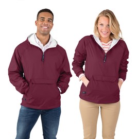 Charles River Apparel Classic Windbreaker Pullover Hooded Jacket, Maroon, 2XL