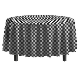 4-Pack Checkered Plastic Table Cloth - 84-Inch Round Disposable Tablecloth for Parties - Round Tablecloth - Disposable Table Cloths for Parties - Plastic Table Cover for Picnics - Exquisite