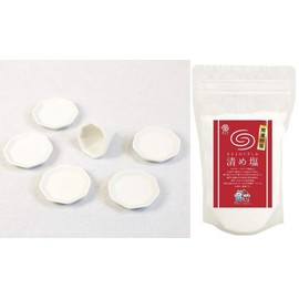 Kaun Houdou Lucky Charm Culinary Salt Set with Purification Salt 400g, Salt Server + 5 Octagon Plates