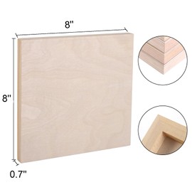 Yarlung 10 Pack Unfinished Wood Panels, 8 x 8 Inches Birch Wooden Cradled Painting Panel Canvas Boards for Watercolor, Arts and DIY Crafts, Easel Display, Use with Oils, Acrylics