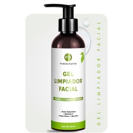PUREZA NATUR Gel limpiador facial con acido hialuronico, aloe vera y vitamina C | Jabon dermolimpiador (cleansing) para todo tipo de piel 250ml