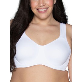 Vanity Fair High Impact Sports Bras for Women, Breathable, Moisture Wicking, Non Padded Cups up to DDD, White, 38DDD