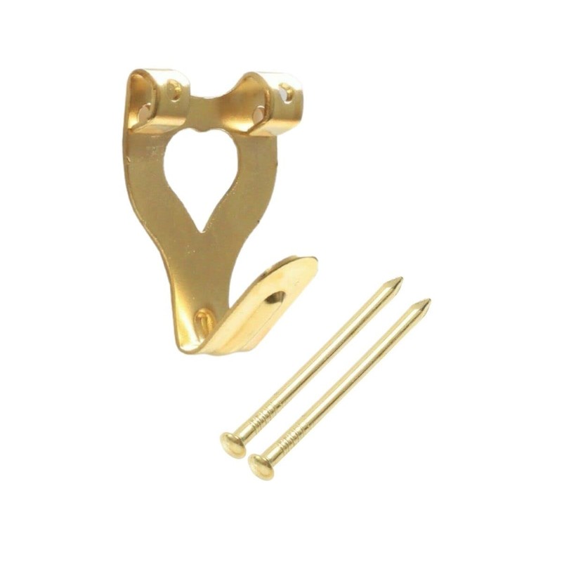 Brass Plated Picture Hanger Hooks with Pins Pack of 10