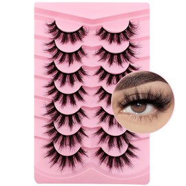 7P-807 3D False Eyelashes, Cat Eye, Fluffy Volume, Curly, Cat-Eye, Artificial Eyelashes, Natural Look, Reusable, Handmade Faux Mink Makeup Eyelashes
