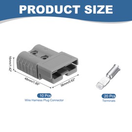 MECCANIXITY Battery Power Connector,50A 6AWG 8AWG 10AWG 12AWG Wire Harness Plug Kit Battery Quick Connect/Disconnect Jumper Cable Plug Connectors for Winch Auto Car Trailer Driver,Grey,10Set