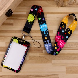 Black Cool ID Lanyard Badge Holder Cute Lanyard Neck Strap for Women Girls Teachers Kids for ID Badge & Keys Preppy School ID Holder Keychain for Men Teens, Inspirational Quotes