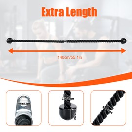 Warmroom Long Tricep Pull Down Rope Exercise Tricep Rope 55 inch Pull Down Rope with Latch Gym Cable Machine Accessories