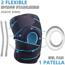 LAVAED - Rodillera con estabilizadores laterales para dolor de rodilla, ajustable, antideslizante, compresión, rótula, con almohadillas para orejas de gel para rótula, para hombre y mujer, deportes,