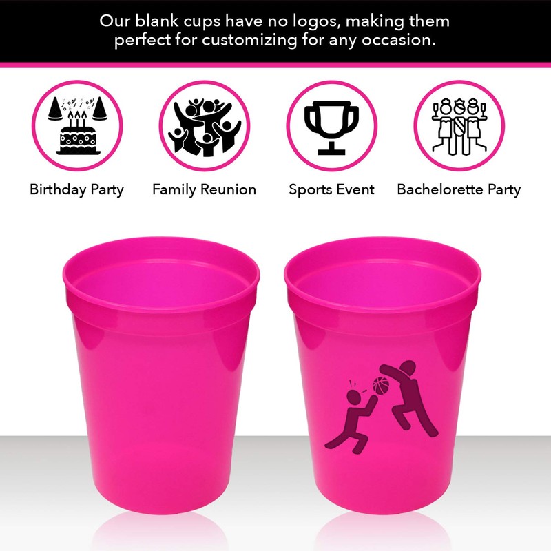 Rolling Sands 16 oz. Reusable Plastic Stadium Cups, 8 Pack,