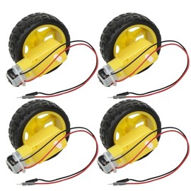 4 Sets TT Motor DC 3-6V Gearbox Motor Dual Shaft 200RPM Ratio 1:48 Motor with Tire Wheel Kit for Arduino DIY Smart Car Robot