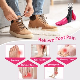 UNIKOO Boot Shoe Stretcher Wide Feet, Professional Shoe Stretcher for Men Women Adjustable Length & Width (2PCS (L,Wm's 9-14/Men's 8-13, Rose))